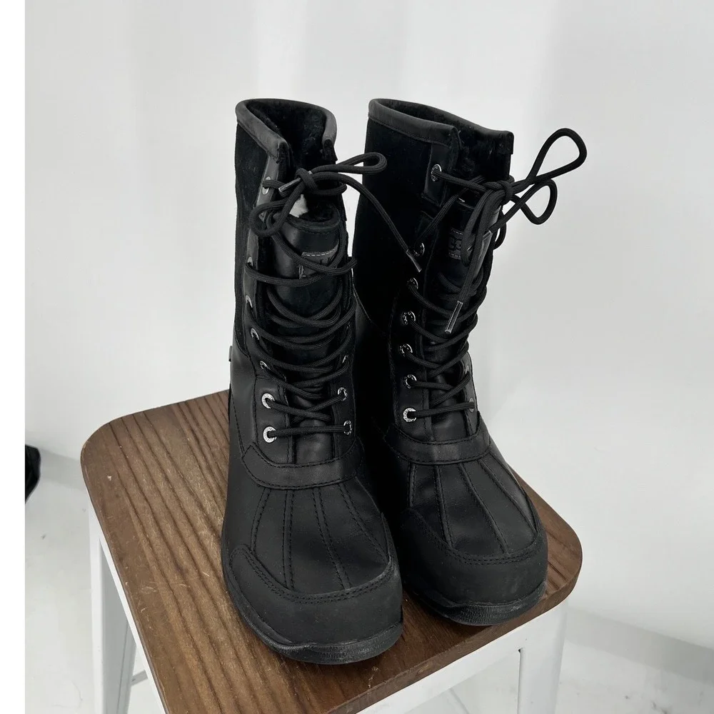 UGG Adirondack II Black‎ Waterproof Leather Suede Winter Boots Mens 10 5521